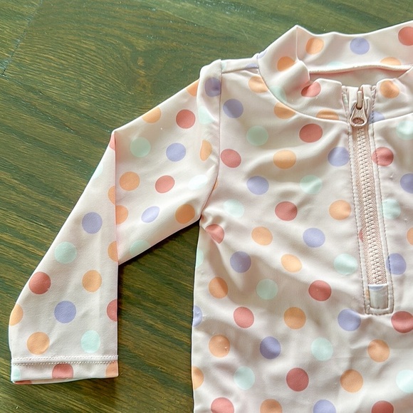 Pink Cameo Print Baby One-Piece RashGuard 3-6M - Picture 3 of 4